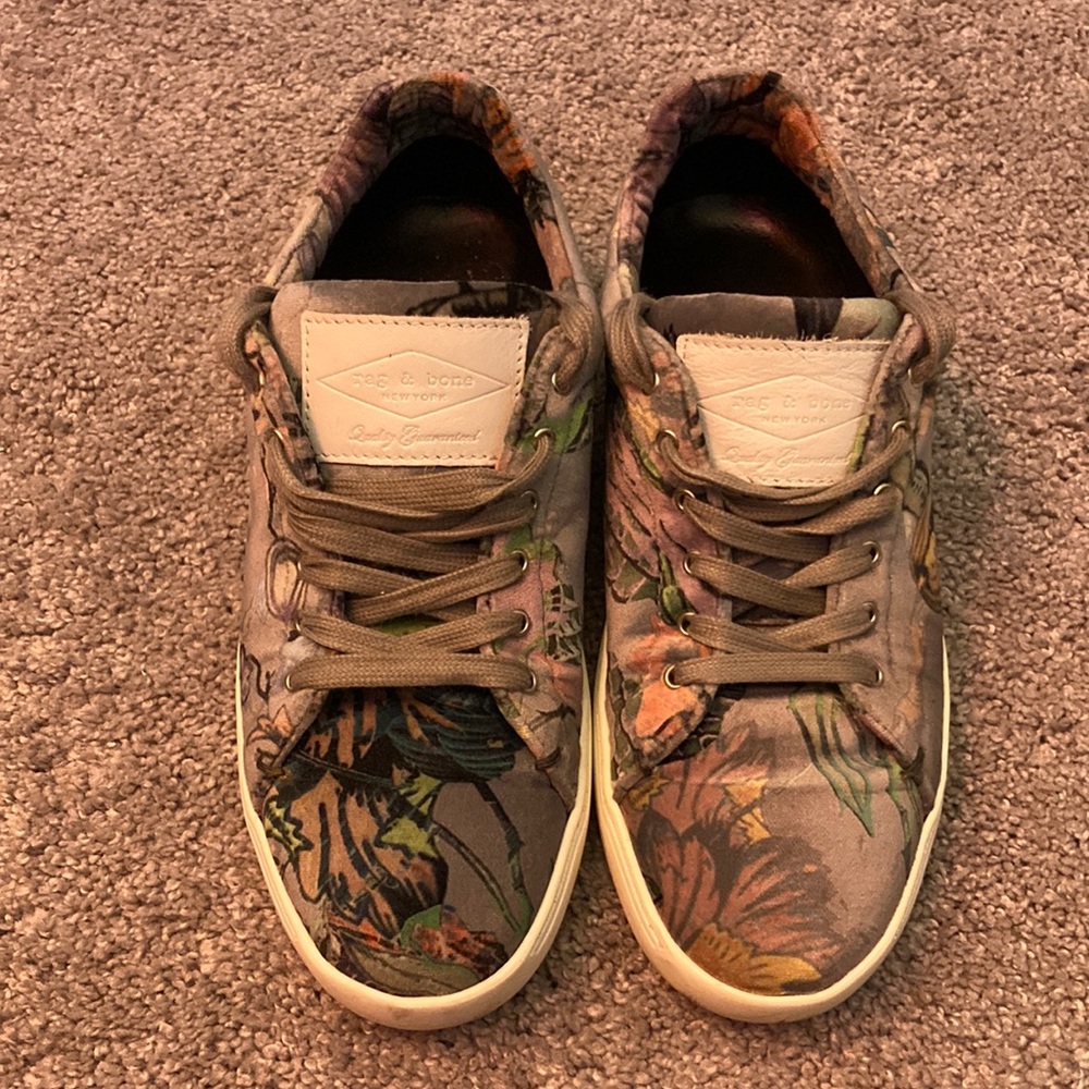 Rag & Bone Kent Floral-Print Velvet Low-Top Sneaker Size 37